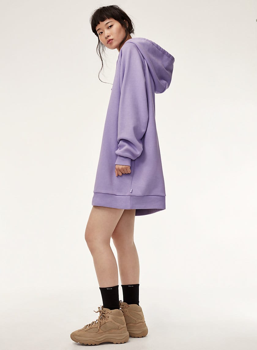 Oversized Fleece Hooded Sweatshirt Dress