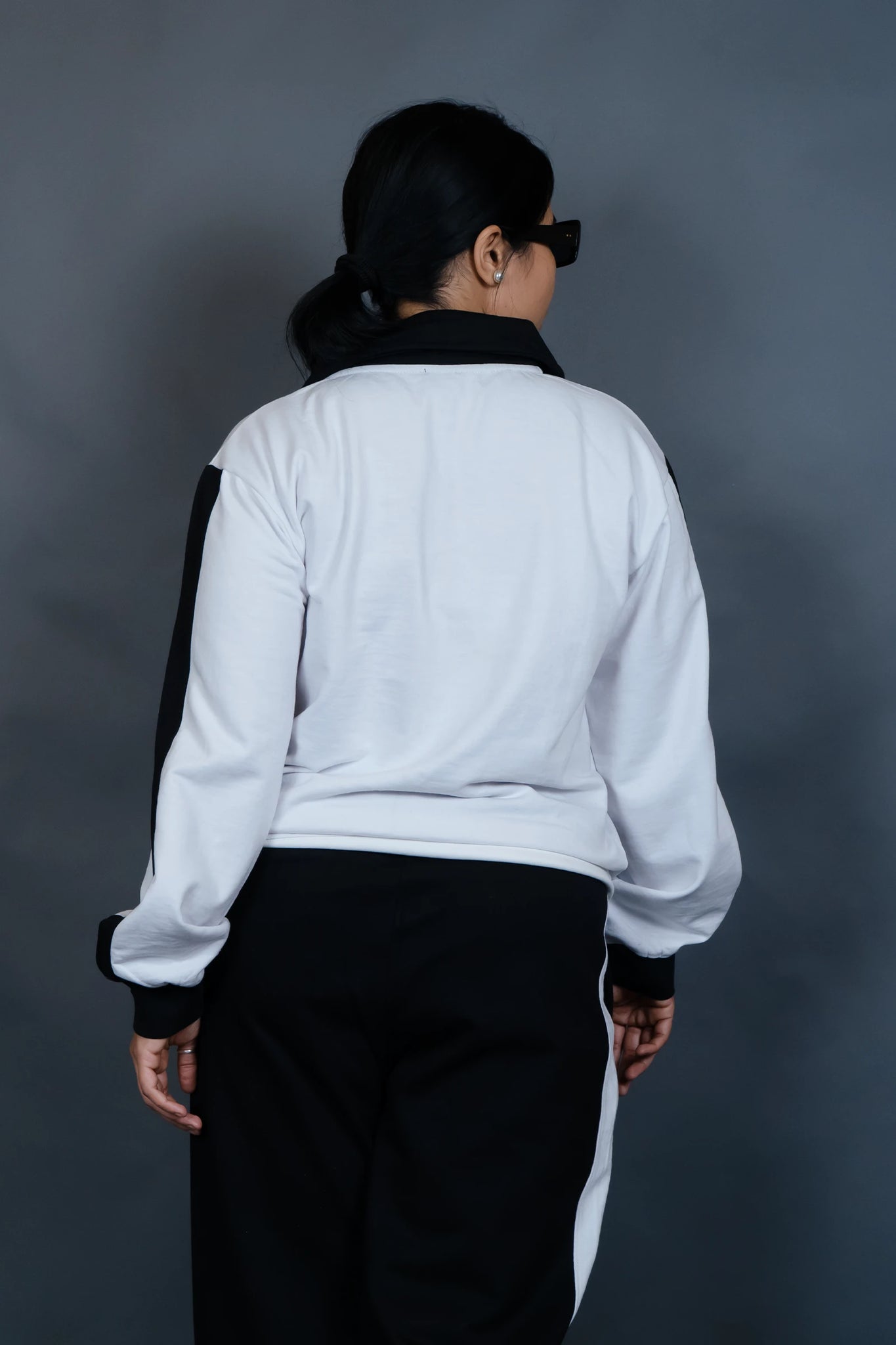 Trendy Two-Piece Color Block Outfit - Long Sleeve Lapel Sweatshirt and Pants Set for Women - Casual, Comfortable, and Chic Clothing for Everyday Wear