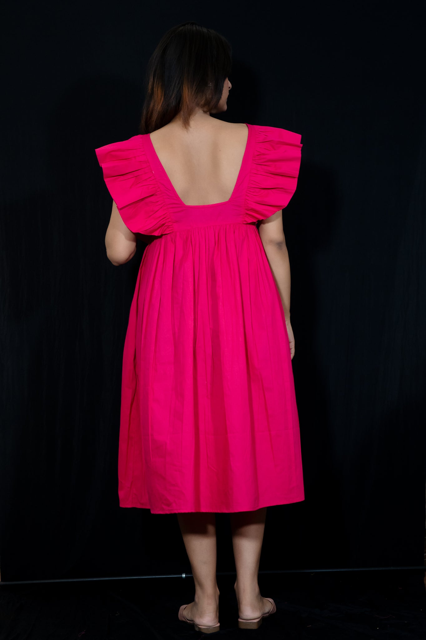 Frill Dress In Hot Pink