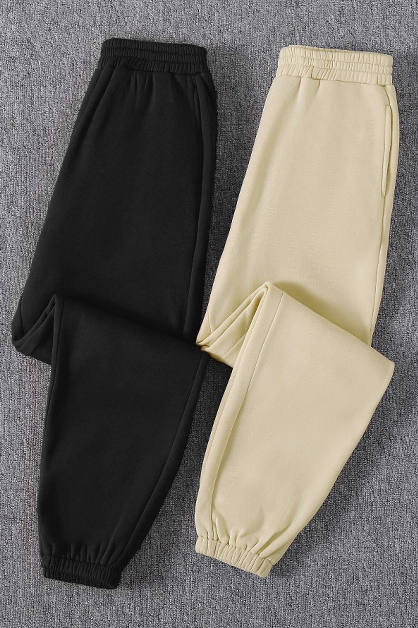 2pcs Premium Unisex Joggers Black & Beige