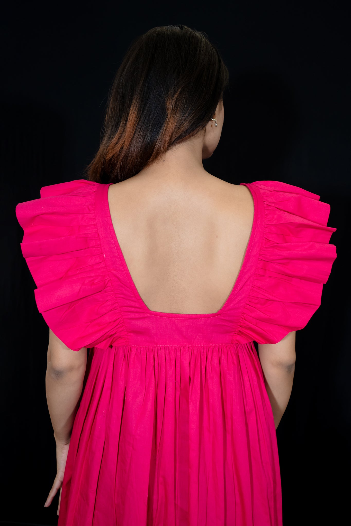 Frill Dress In Hot Pink