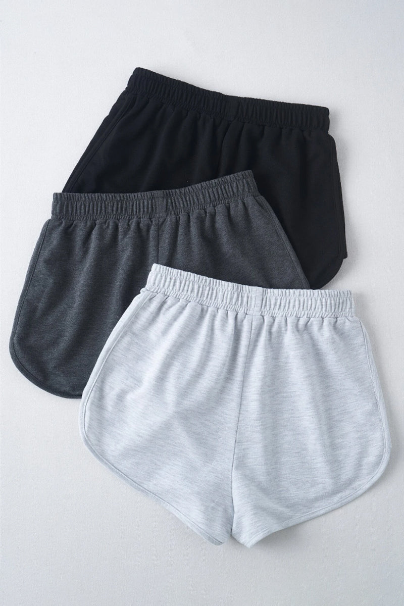 3pcs Knot Front Track Shorts(Grey/Dark Grey/Black)