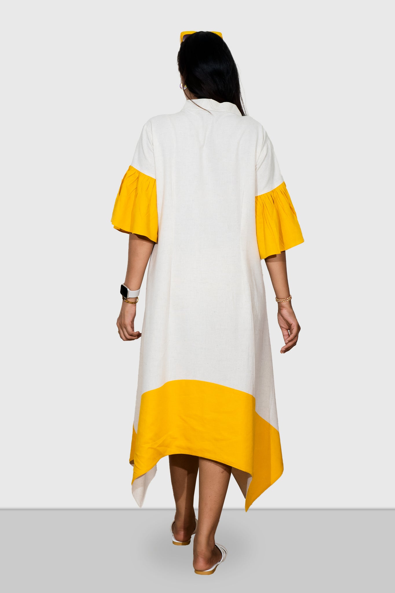 Asymmetric Hemline Flared Kurta Dress