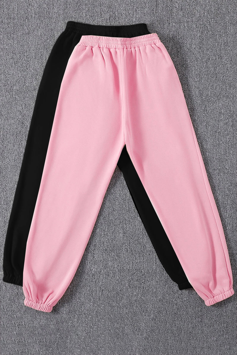 2 pcs Premium Unisex Joggers Black & Pink