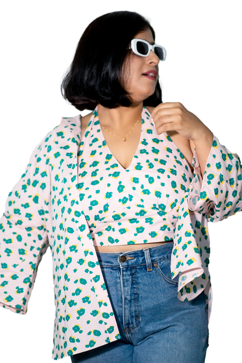 Floral Brallete & Shirt 2 Pc Set/Printed