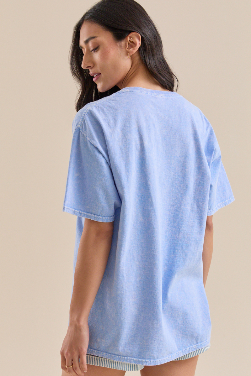 Printed Bow Grid Oversize T-shirt