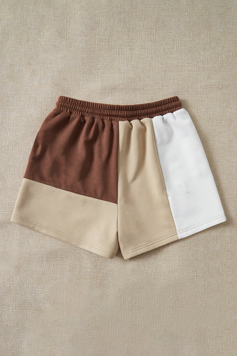 2pcs colourblock shorts(pink/beige)