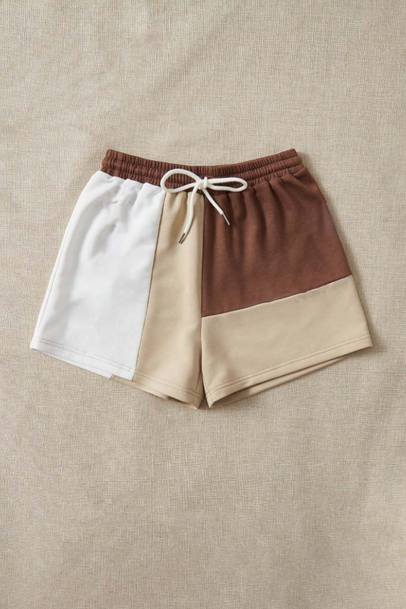 2pcs colourblock shorts(pink/beige)