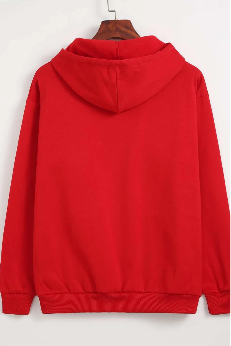 Solid Red Fleece Hoodie