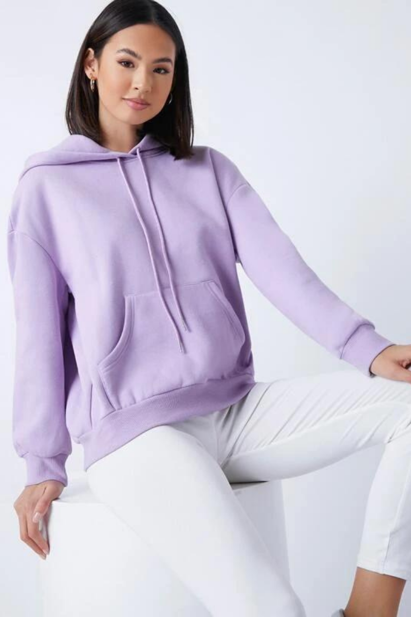 Solid Lilac Fleece Hoodie