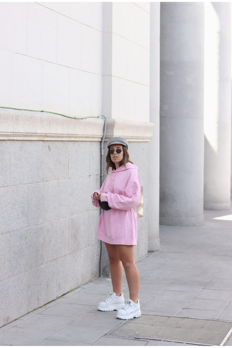 Oversized Fleece Hooded Sweatshirt Dress