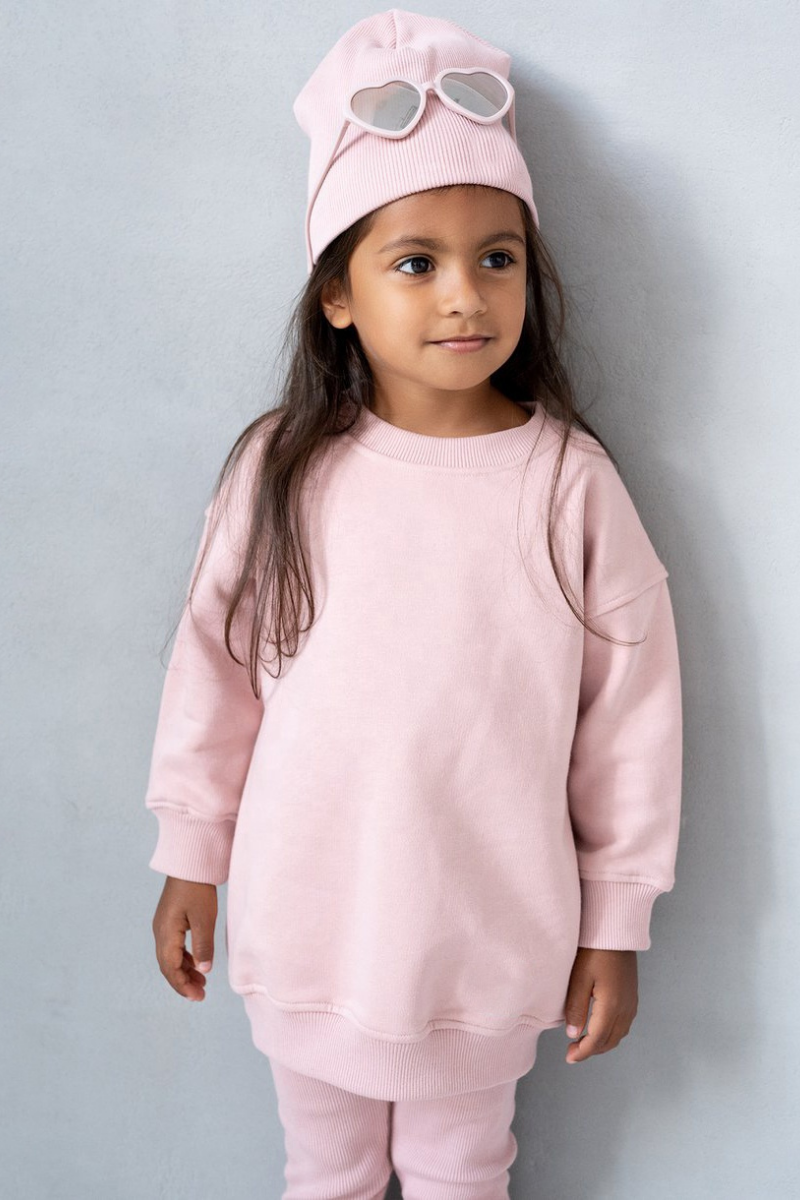 Kids Oversized Dropshoulder Sweatshirt & Ribbed Legging Coord Set