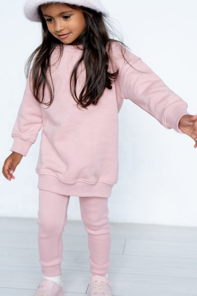 Kids Oversized Dropshoulder Sweatshirt & Ribbed Legging Coord Set