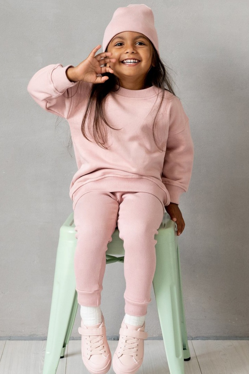 Kids Oversized Dropshoulder Sweatshirt & Ribbed Legging Coord Set