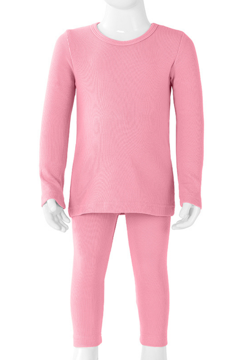 Kids Long Sleeve Top & Ribbed Cotton Pajama Sleepwear Set