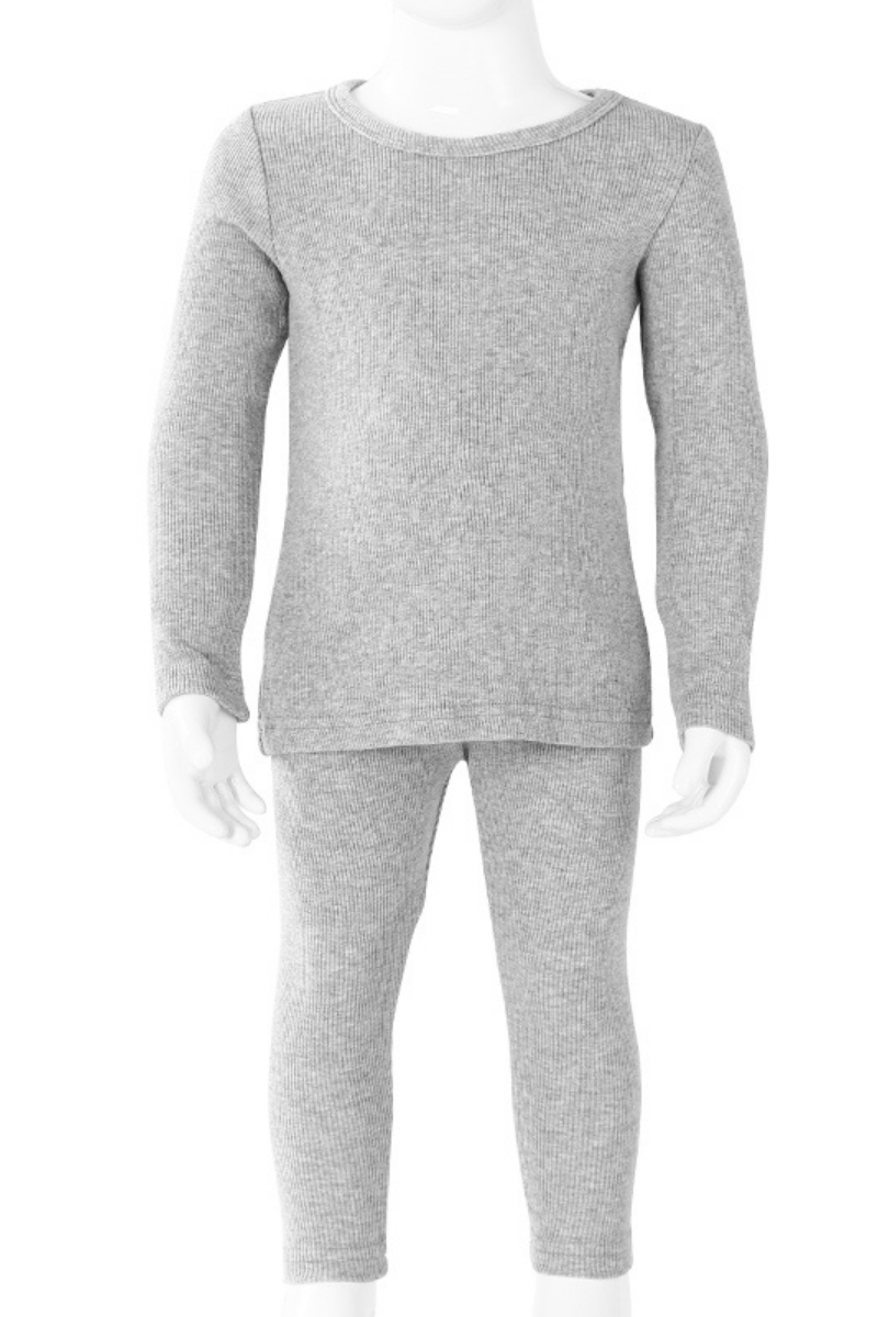 Kids Long Sleeve Top & Ribbed Cotton Pajama Sleepwear Set