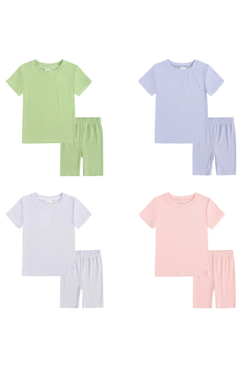 Kids Candy Ribbed Short Sleeves & Shorts Sleepwear Set