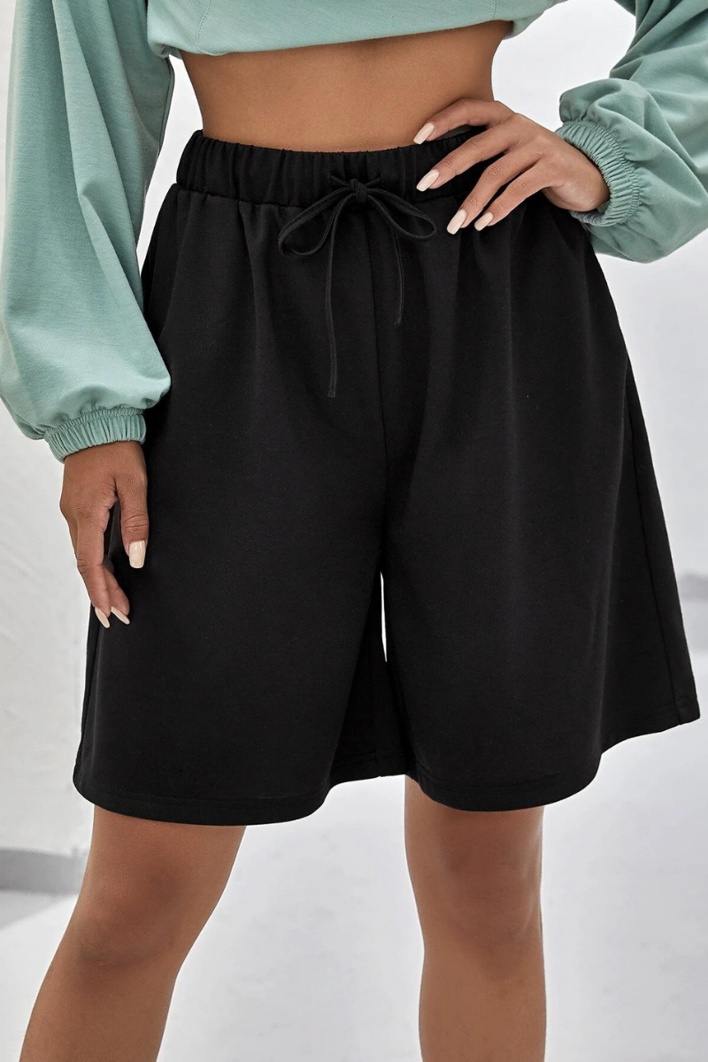 Black Wide Leg Summer Shorts