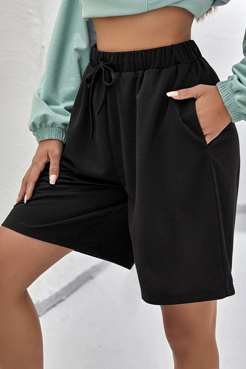 Black Wide Leg Summer Shorts