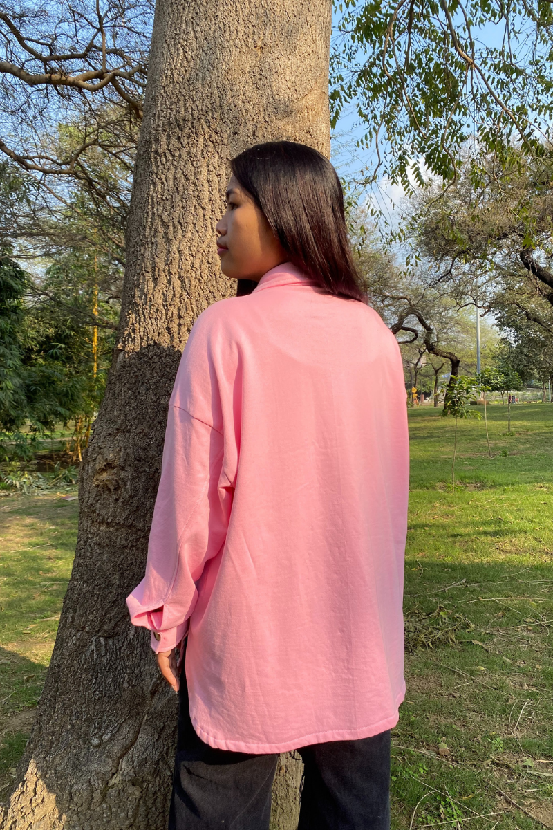 Boyfriend Winter Fleece Shacket(Baby Pink)