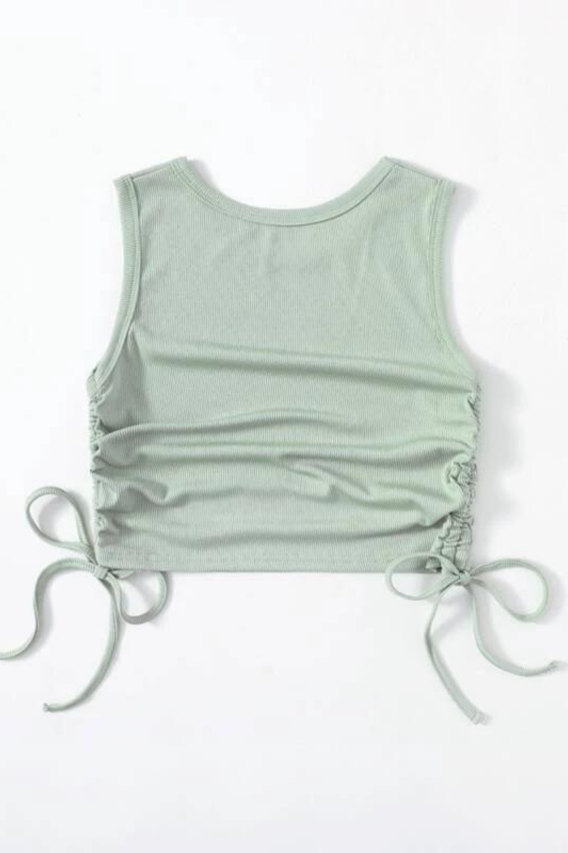 Solid Drawstring Side Tank Top