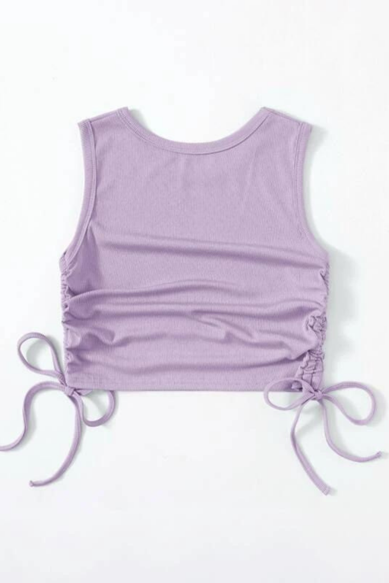 Solid Drawstring Side Tank Top