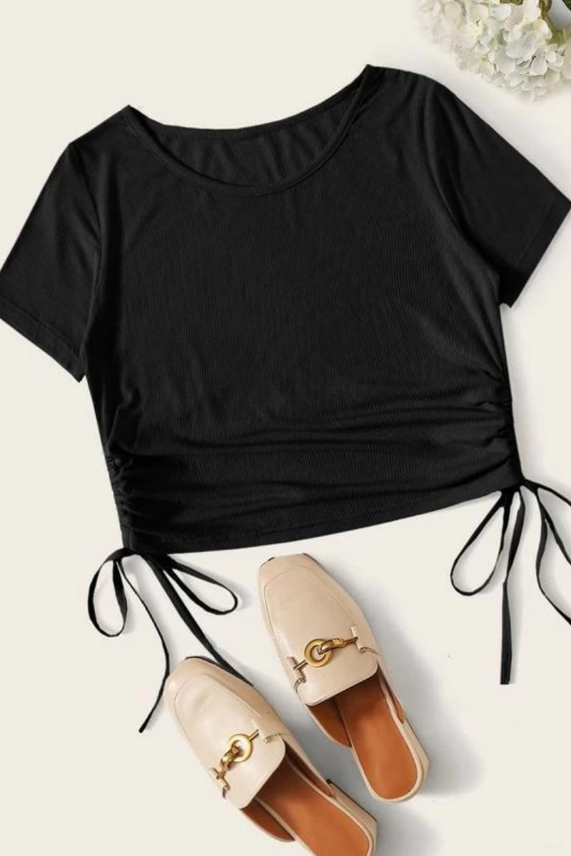 Drawstring Side Crop Top