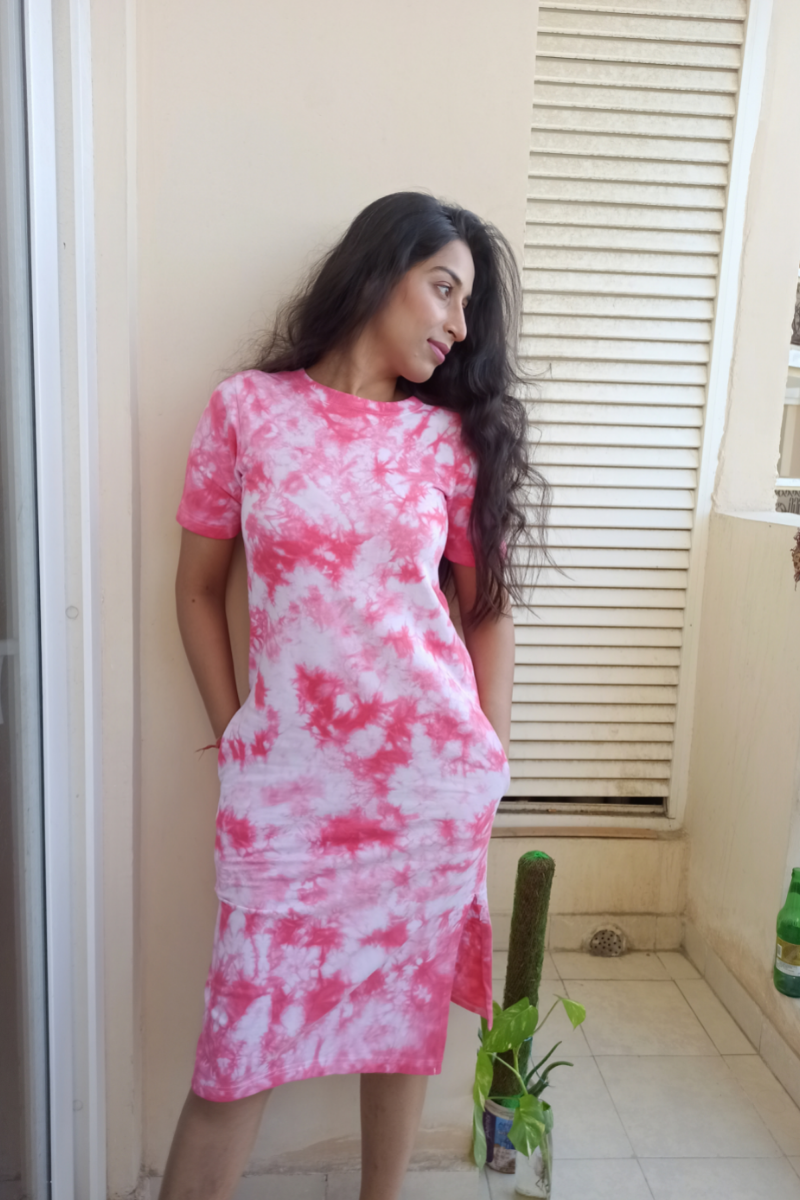 Tie Dye Short Sleeve T-shirt Midi Dress