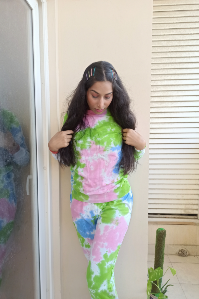 Multi Pop Up Color Tie Dye Full Sleeve Coord Set