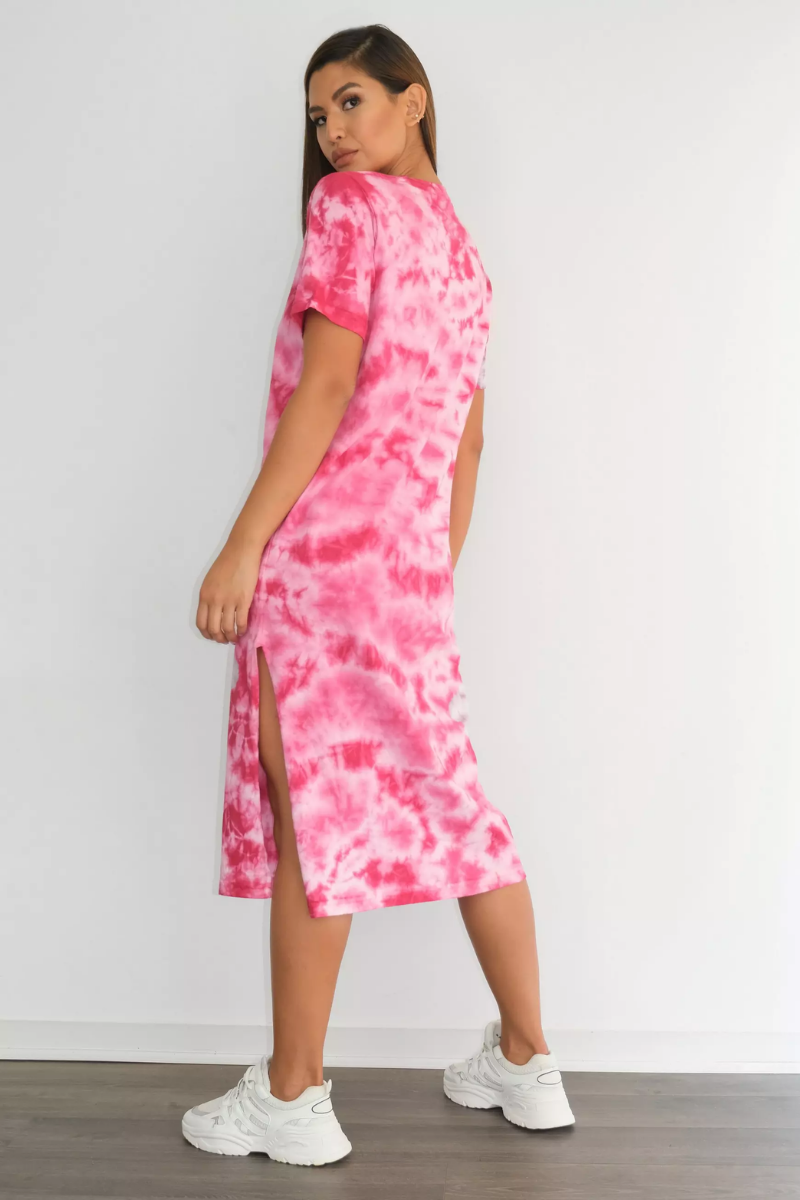 Tie Dye Short Sleeve T-shirt Midi Dress