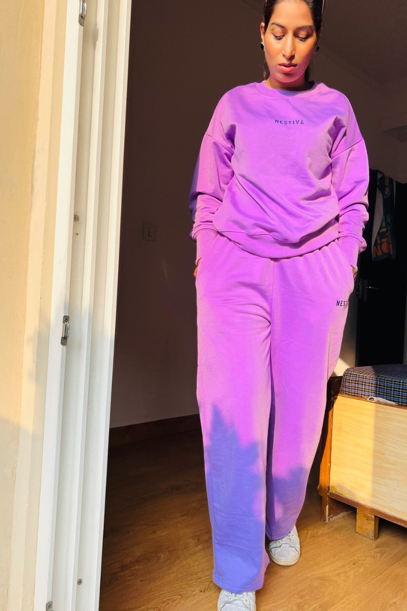 Lilac Roundneck Sweatshirt & Straight Fit Jogger Coord Set