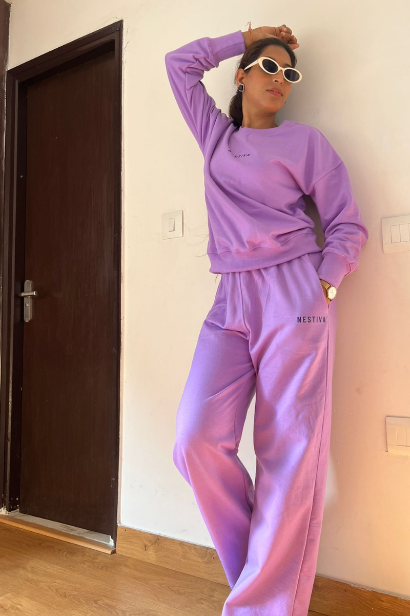 Lilac Roundneck Sweatshirt & Straight Fit Jogger Coord Set