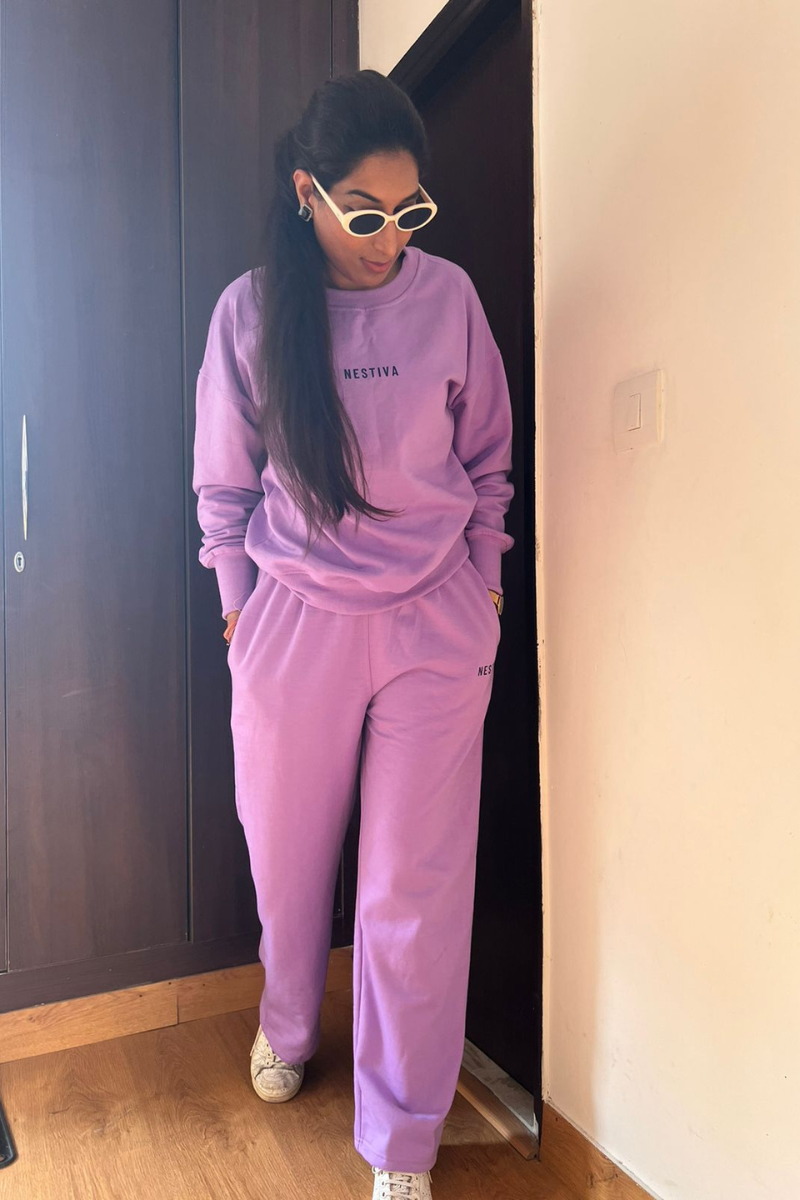 Lilac Roundneck Sweatshirt & Straight Fit Jogger Coord Set