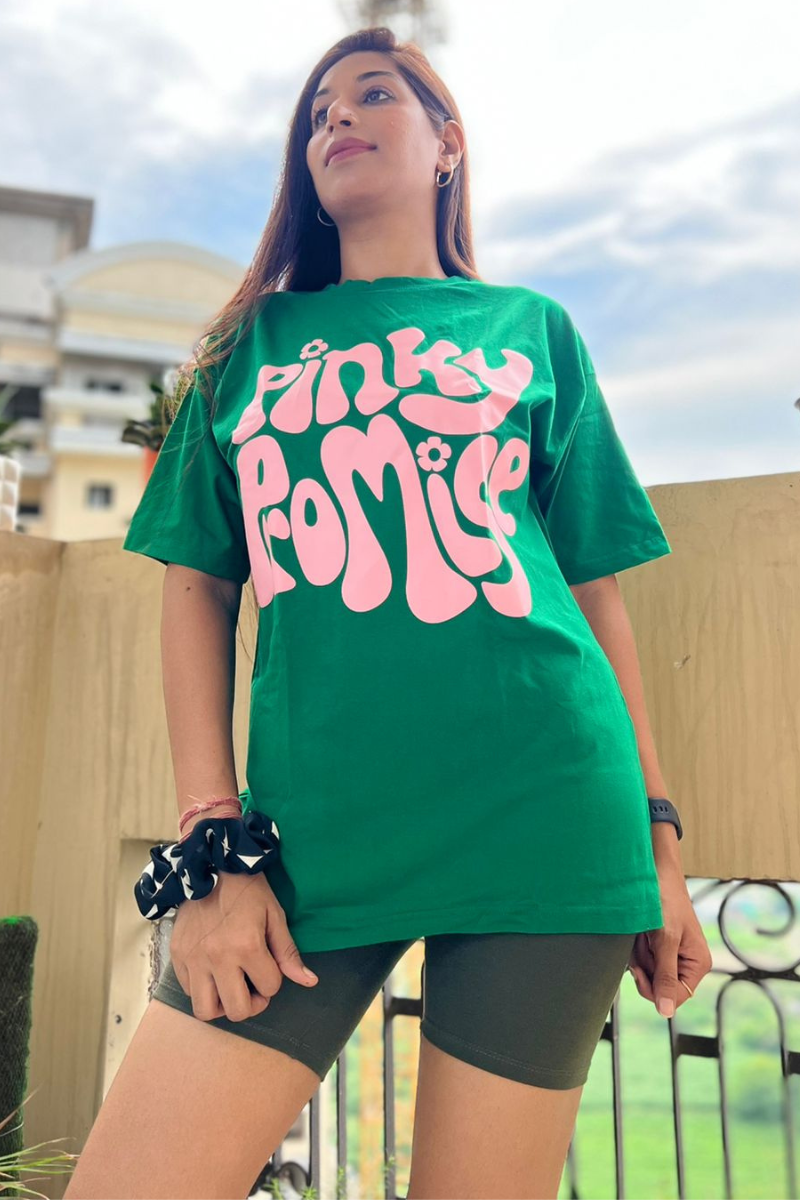 ''Pinky Promise'' Oversized T-shirt/Green