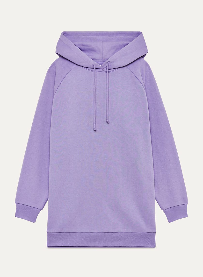 Oversized Fleece Hooded Sweatshirt Dress