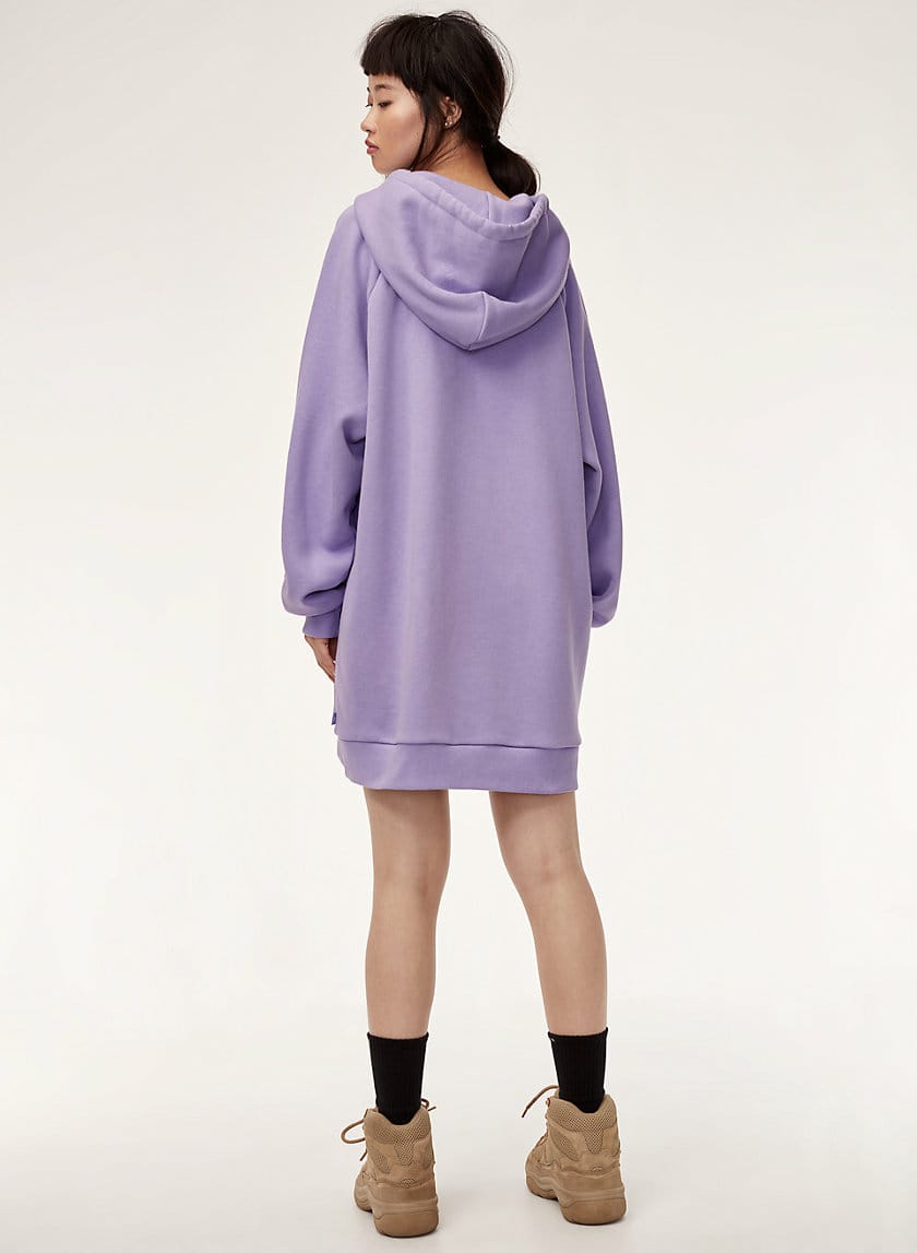 Oversized Fleece Hooded Sweatshirt Dress