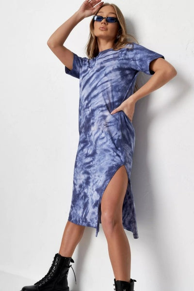 Tie Dye Short Sleeve T-shirt Midi Dress